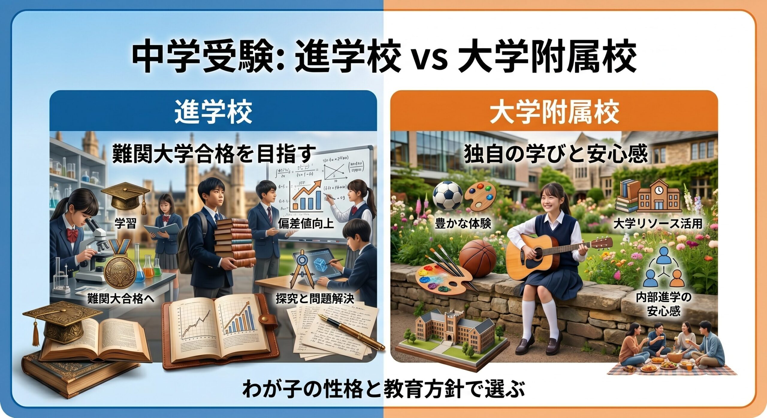 進学校と大学附属校の違い
